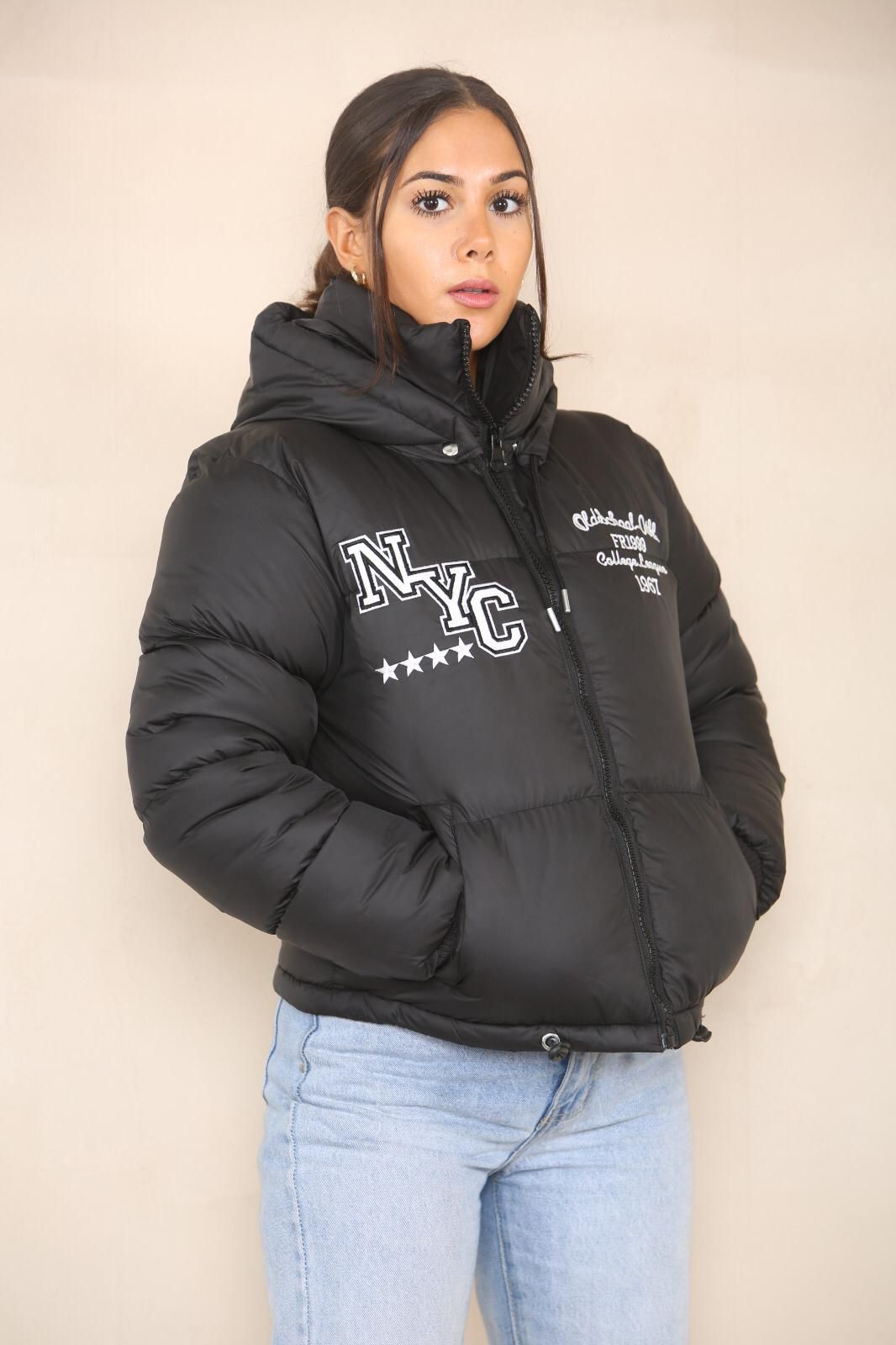 Cropped Puffer Jacket in Black – Rela Rela